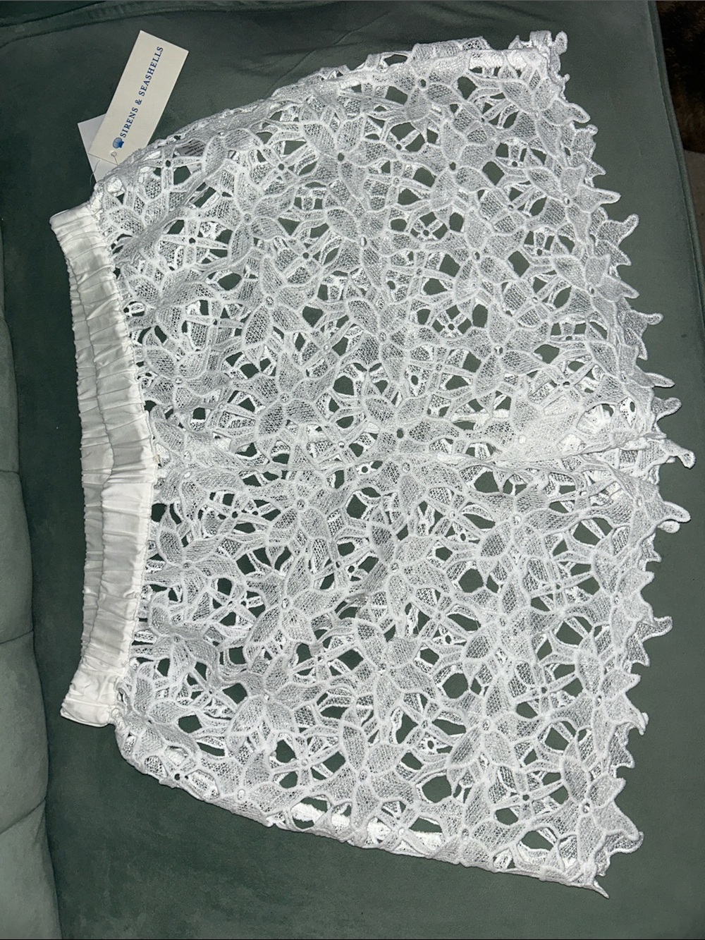 White Crochet Floral Shorts